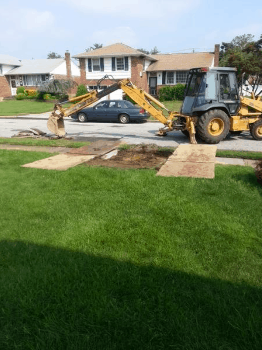 front yard being dump for water line replacement.