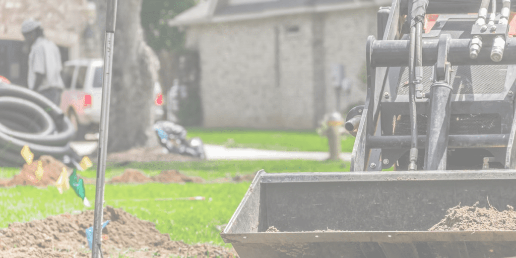 water line being replaced in front yard.